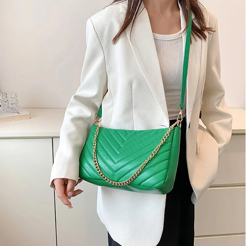Quilted Crossbody Bag Chain Tote Purse for Women
