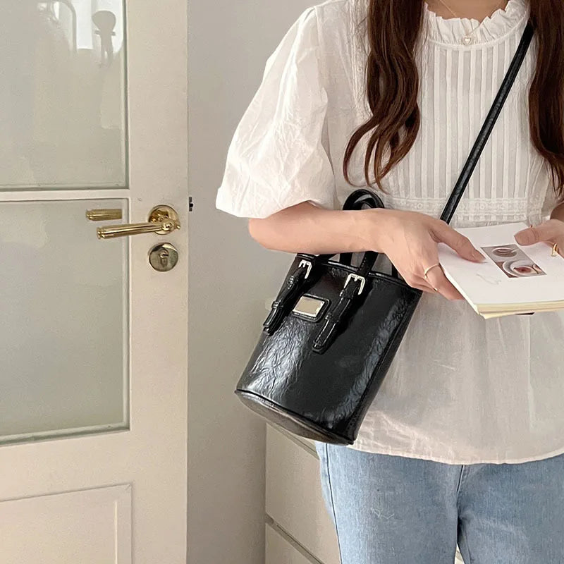 Ladies Bucket Shoulder Bag Small Purse Portable Handbags Messenger Bags