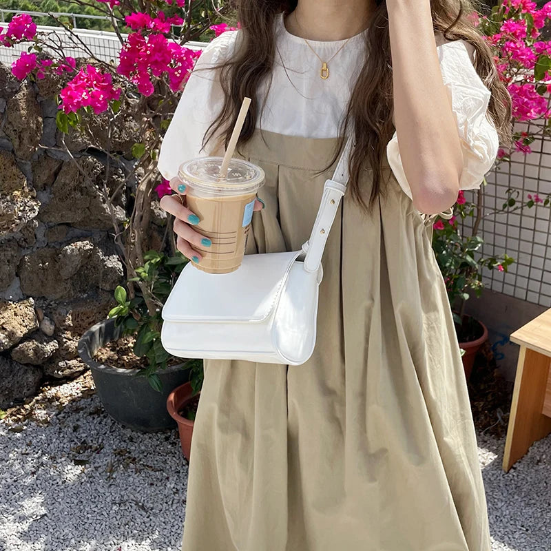 Vintage Women's Square Shoulder Bag Clutch Purse Solid Female Hasp Tote Handbags