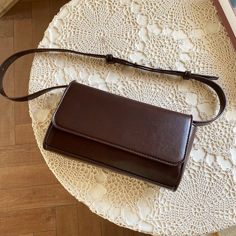 Vintage Women's Square Shoulder Bag Clutch Purse Solid Female Hasp Tote Handbags