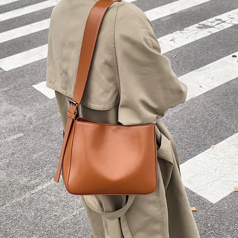Vintage Pu Leather Ladies Messenger Bag Shoulder Tote Bucket Purse
