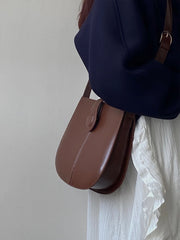 Women's Vintage Saddle Messenger Bag Large Capacity Shoulder Bucket Purse