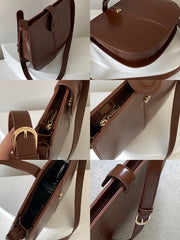 Women's Vintage Saddle Messenger Bag Large Capacity Shoulder Bucket Purse