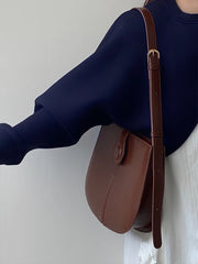 Women's Vintage Saddle Messenger Bag Large Capacity Shoulder Bucket Purse