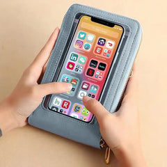 Printed PU Leather Phone Bag Women Wallet Card Touch Screen Crossbody Bag
