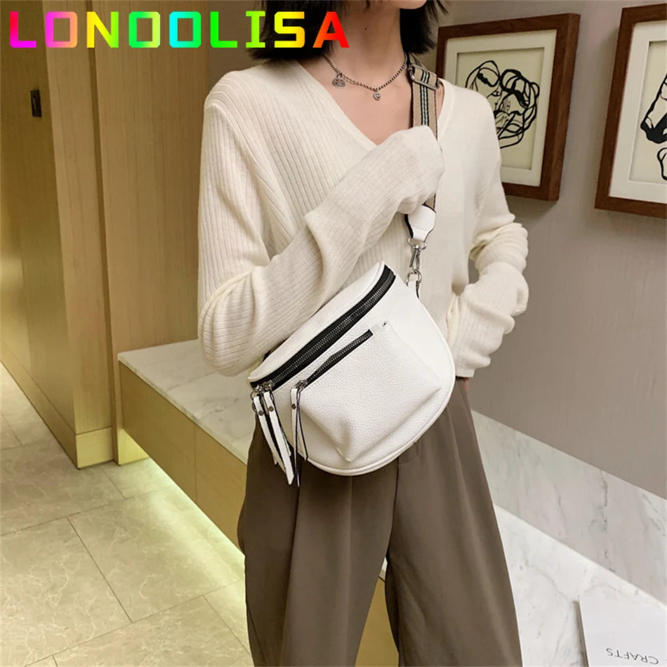 Women's Soft Messenger Bag Wide Shoulder Strap Handbag Crossbody Purse