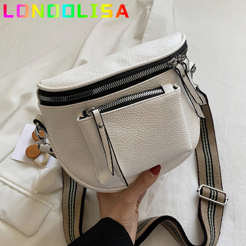 Women's Soft Messenger Bag Wide Shoulder Strap Handbag Crossbody Purse