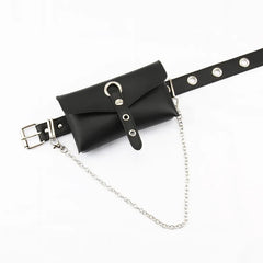 PU Leather Waist Bag with Chain, Crossbody Phone Bag, Small Clutch