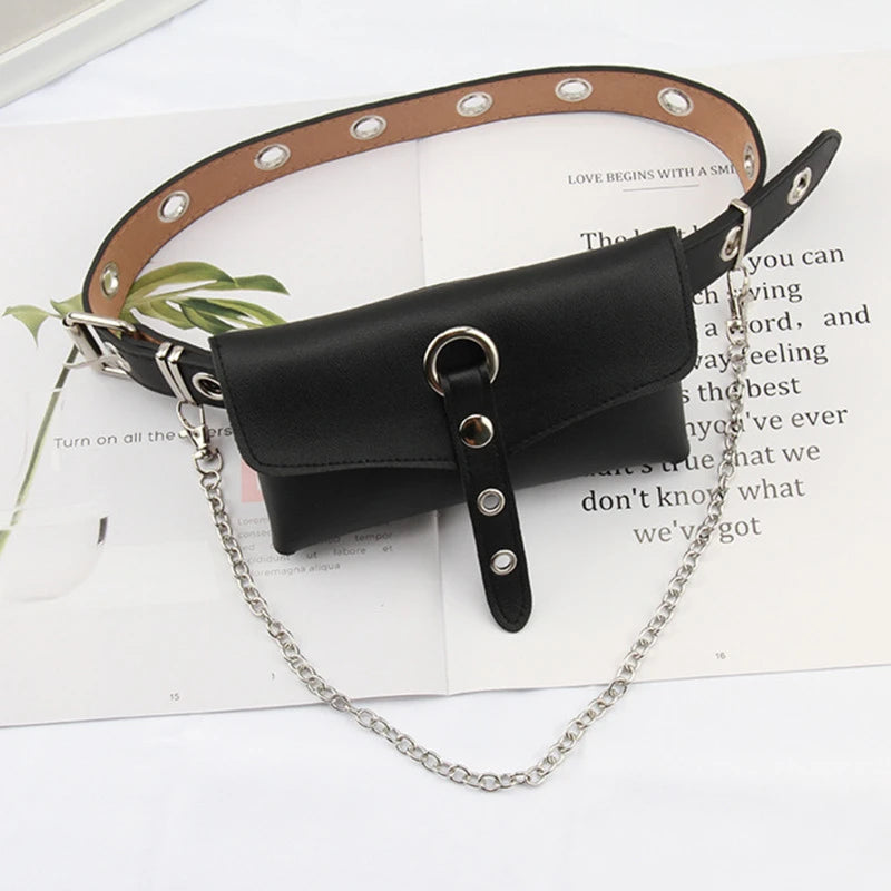 Large Capacity PU Leather Waist Bag Women Crossbody Waist Bags
