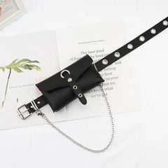 PU Leather Waist Bag with Chain, Crossbody Phone Bag, Small Clutch