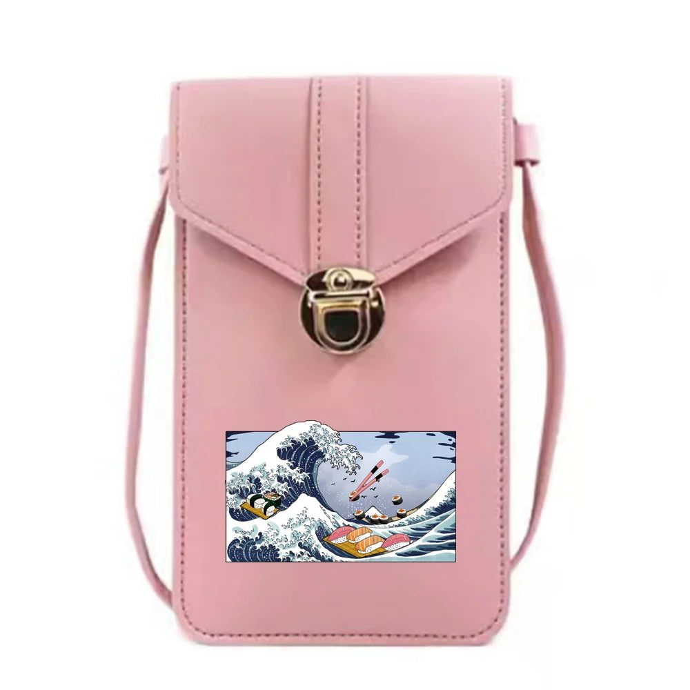 Wave Print Crossbody Phone Bag Coin Purse Waterproof Card Holder Wallet
