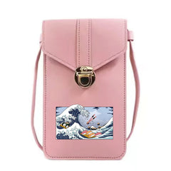Wave Print Crossbody Phone Bag Coin Purse Waterproof Card Holder Wallet