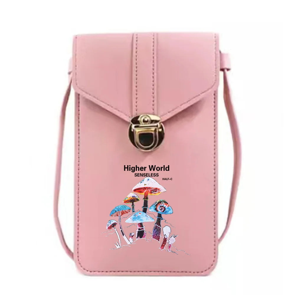 Mushroom Print Phone Bag Card Holder Wallet Messenger Bag