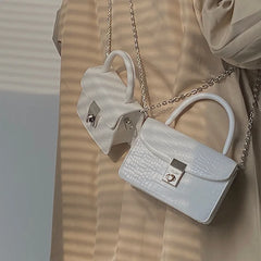 Crocodile Pattern Women Shoulder Bag Chain Top-handle Messenger Bag