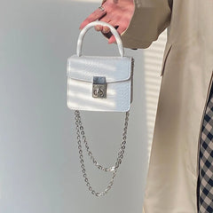 Crocodile Pattern Women Shoulder Bag Chain Top-handle Messenger Bag