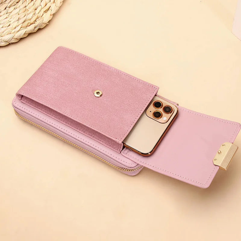 PU Leather Women Mobile Phone Shoulder Bag Ladies Wallet Mini Crossbody