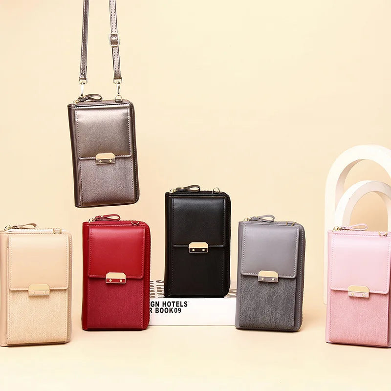 PU Leather Women Mobile Phone Shoulder Bag Ladies Wallet Mini Crossbody