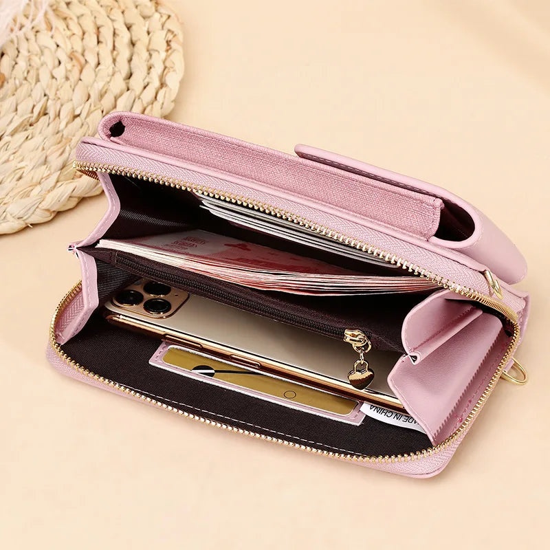 PU Leather Women Mobile Phone Shoulder Bag Ladies Wallet Mini Crossbody