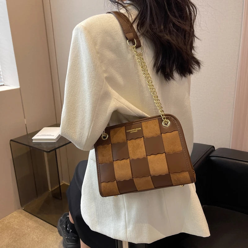 Vintage PU Leather Shoulder Bag for Women, Small Handbag Messenger Purse