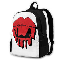 Puckered Dripping Lips With Girl Silhouette Laptop Travel School Bags