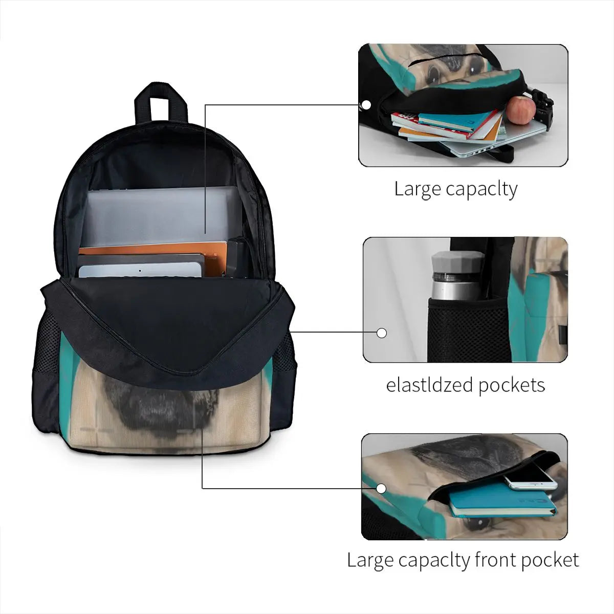 Pug Backpacks Men's Backpacks Bags For Women Schoolbag Anime Backpack