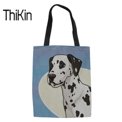 Pug Bulldog Dalmatian Print Casual Tote Shoulder Shopping Bag