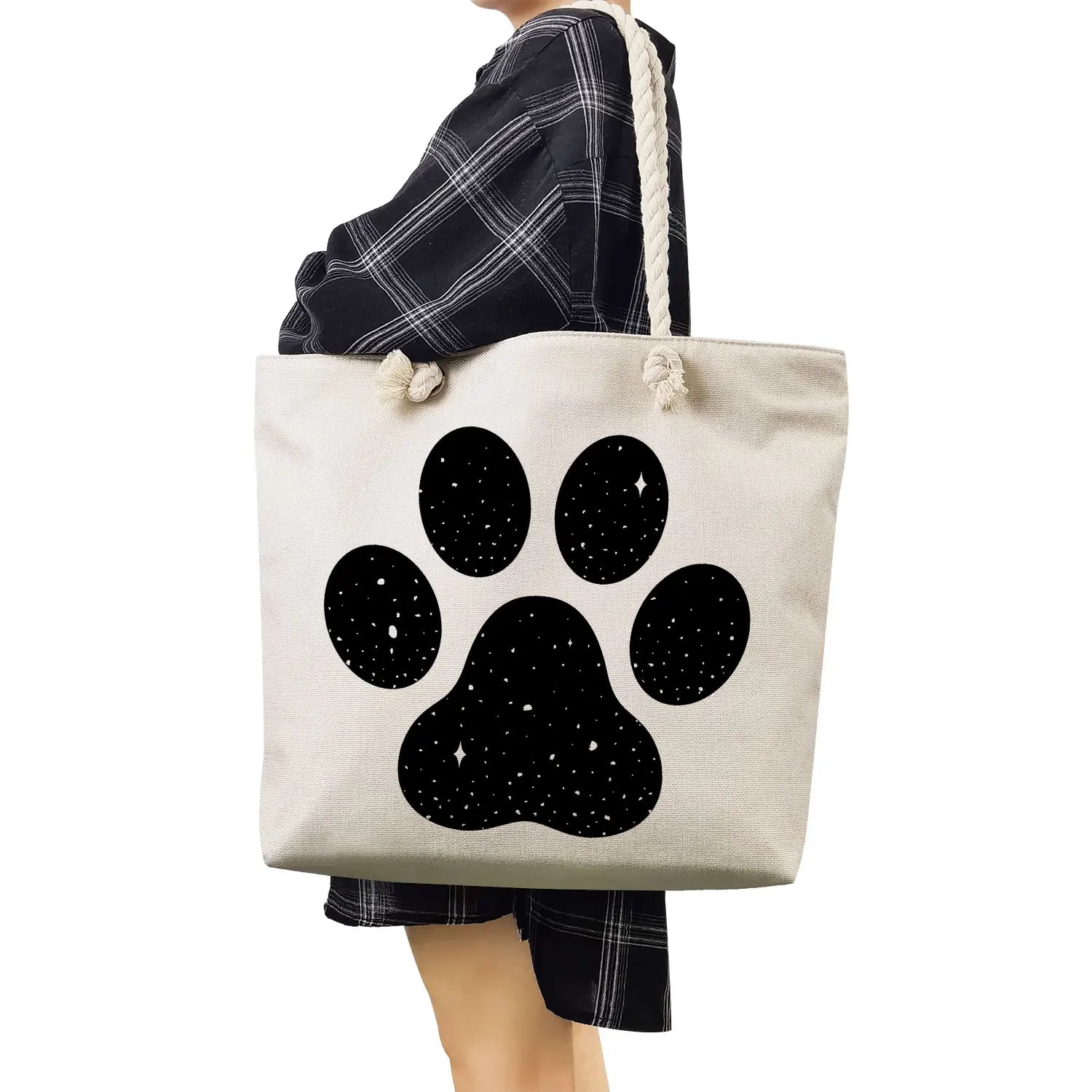 Pug Cartoon Print Lady Tote Bag High Capacity Summer Shoulder Handbag
