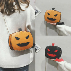 Pumpkin Crossbody Bag Leather Shoulder Purse Bat Pendant Halloween Clutch