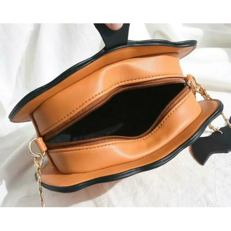 Pumpkin Crossbody Bag Leather Shoulder Purse Bat Pendant Halloween Clutch