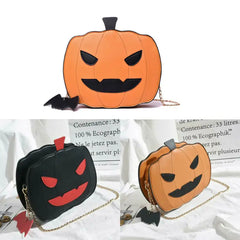 Pumpkin Crossbody Bag Leather Shoulder Purse Bat Pendant Halloween Clutch