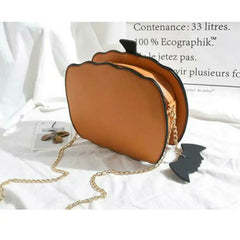 Pumpkin Crossbody Bag Leather Shoulder Purse Bat Pendant Halloween Clutch