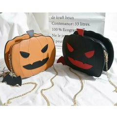 Pumpkin Crossbody Bag Leather Shoulder Purse Bat Pendant Halloween Clutch