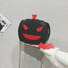 Pumpkin Crossbody Bag Leather Shoulder Purse Bat Pendant Halloween Clutch
