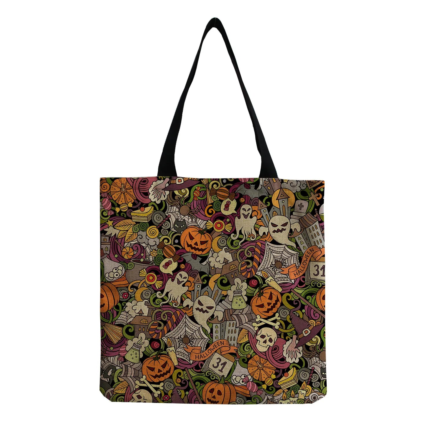 Pumpkin Ghost Skull Print Shoulder Bag Halloween Candy Bag