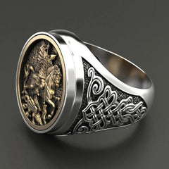 Punk Men's Dual Metal Soldier Dragon Ring Jewelry