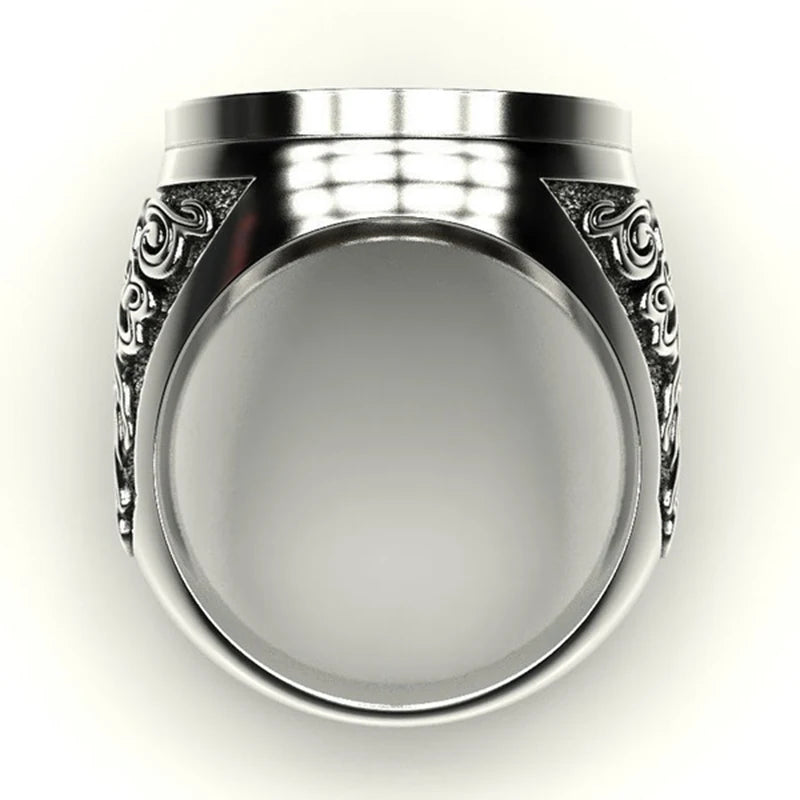 Punk Men's Dual Metal Soldier Dragon Ring Jewelry