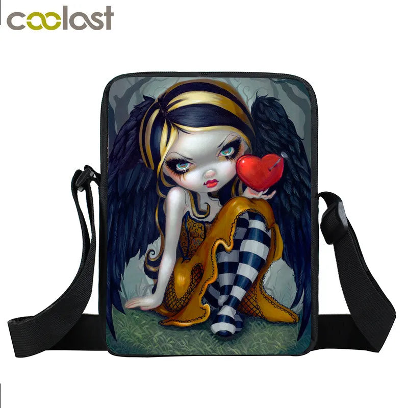 Punk Gothic Girls Doll Angel Messenger Bag Women Handbag Ladies Shoulder Bags