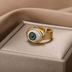 Punk Gothic Enamel Evil Eye Shape Ring Moon Star Hand Heart Eyes Rings Hiphop