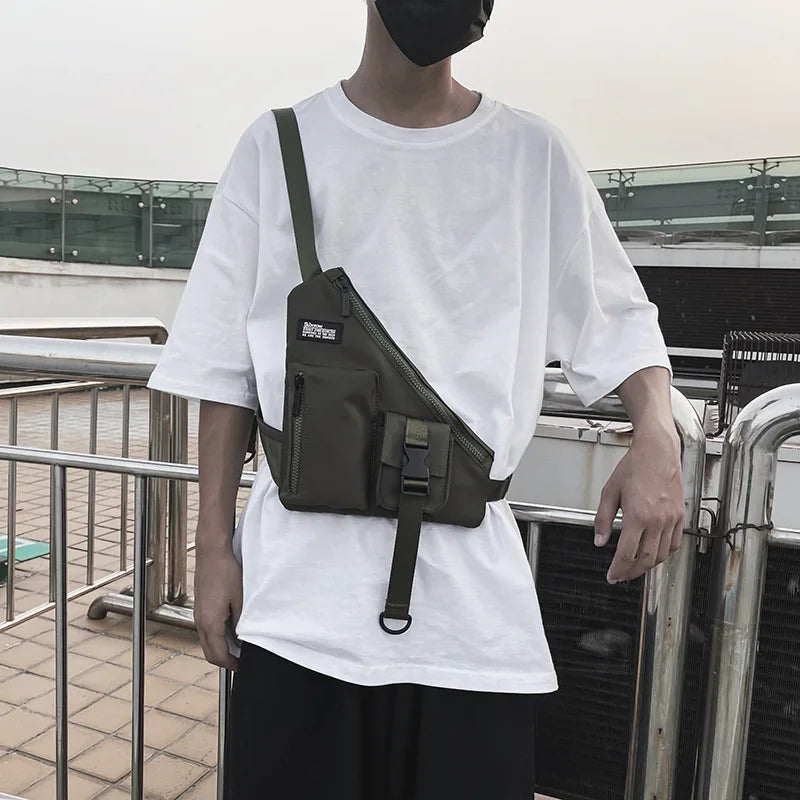 Punk Hip Hop Techwear Tactical Crossbody Bag Waterproof Chest Bag