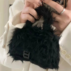 Punk Plush Shoulder Crossbody Bag Female Chain Handbags Small Purse