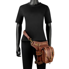 Punk Rock Locomotive Chain Bag Single Shoulder Messenger Waist Belt Chest Purse