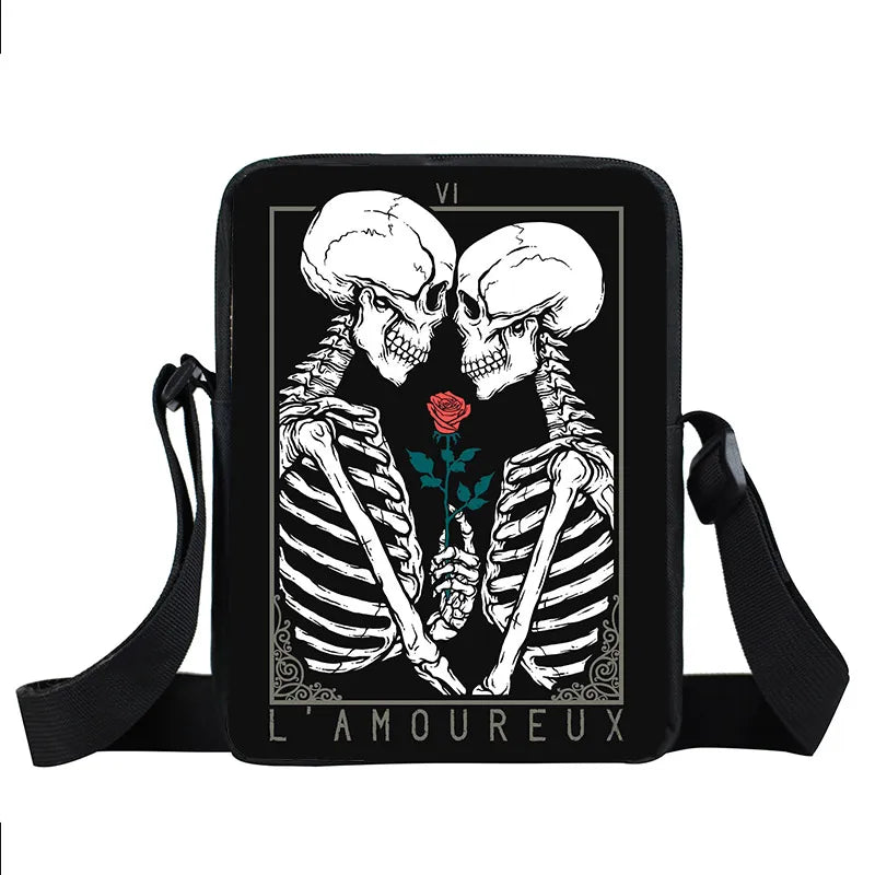 Punk Skull Messenger Bag Canvas Shoulder Bags Teen Girls Handbag