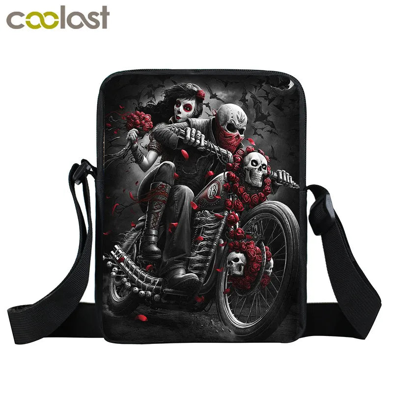Punk Skull Messenger Bag Canvas Shoulder Bags Teen Girls Handbag