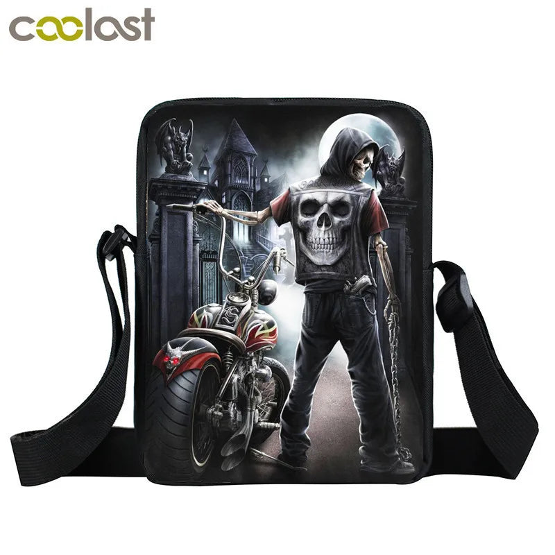 Punk Skull Messenger Bag Canvas Shoulder Bags Teen Girls Handbag