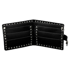 Punk Studded Star Leather Mens Wallet with Safe Chain