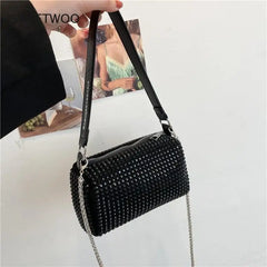 Silver Women Diamonds Tote Bag Rhinestone Shoulder Bags Clutch Purse