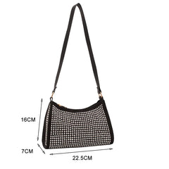 Punk Style Silver Diamonds Tote Bag Women Rhinestone Shoulder Handbag