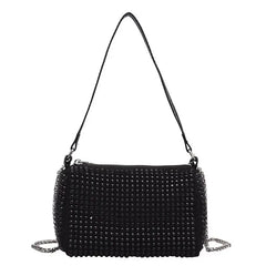 Punk Style Silver Women Diamonds Tote Bag Rhinestone Purse Small Crossbody