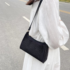 Punk Style Silver Diamonds Tote Bag Women Rhinestone Shoulder Handbag