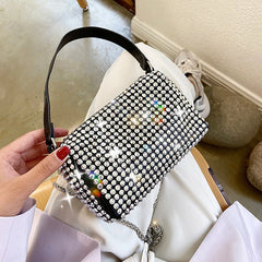 Punk Style Silver Women Diamonds Tote Bag Rhinestone Shoulder Crossbody Bags
